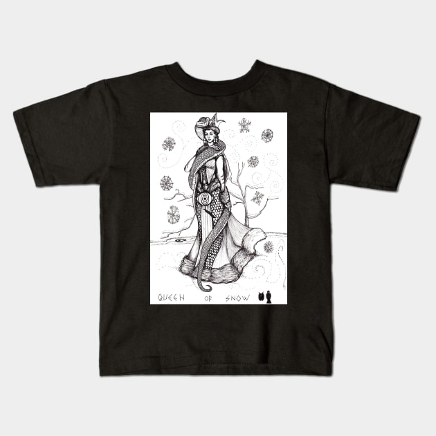 QUEEN OF SNOW Kids T-Shirt by spacedivers